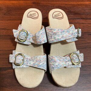 Dansko Sophie Women 9 1/2 /EU 40 Leather Sandel 2" Heel Slip On Colorful
